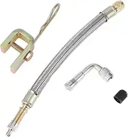 X AUTOHAUX 1 Set 90 Degrees Copper Tire Valve Extension with Flexible Stainless Steel 180mm Tyre Valve Stem Extender for Car Motorcycle RV Truck Bike