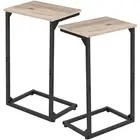 AMHANCIBLE C Shaped End Tables Set of 2 Couch Side Tables That Slide Under TV...