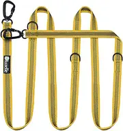 bluzelle Dog Leash Large Size Up to 100 kg, 3 m Double Strong Adjustable Leash for 2 Dogs, 2 x Extra Sturdy 360° Aluminium Carabiner, Free Hand Leash, Colour: Yellow