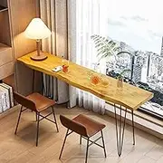 Solid Wood Rectangle Bar Height Kitchen Table,Industrial Bar Table Narrow Long With metal base,Pine Dining Table Narrow Bar Table wood color,Outdoor Narrow Pub Patio Bar Table,No stools(180*45*105cm/7