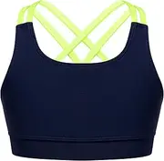[FEESHOW] Kids Girls Cami Training Crop Bra Lightweight Seamless Sports Bras Sportswear