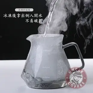 【咖啡叔叔】✨贈壺蓋✨ 方格分享壺 咖啡分享壺 耐熱玻璃壺 家用美式滴漏式下壺 手沖咖啡 咖啡器具 鑽石玻璃咖啡