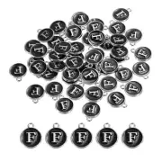 50 Pcs Alphabet F Enamel Letter Charm Enamel Initial Charm Black