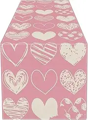 Valentine's Day Table Flag - Table Flag with Hearts Decorative Cover for Dining Room Romantic Seasonal Ornament | Sturdy Material and Elegant Lovely Festive Design Ideal for Bo