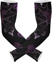 [Yoogain] UV Protection Upper Arm Compression Gothic Dark Purple Web Hearts Arm Sleeve For Garden Working Anti-Run cubre brazos, Gothic Dark Purple Web Hearts