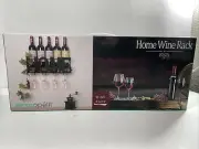 Home Wall Mount Hanging Wine Rack & Cork Holder for 4 Bottle&Wine Glass Rack