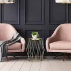 Spitiko Homes Round Drum Side Table Gold & Black Marble/19 x19 x 23.50
