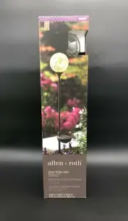 Allen + Roth Solar Globe Light Black Iron Finish Crackle Glass LED 0805187 New