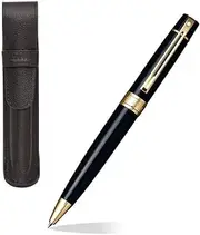 Sheaffer 300 Glossy black with Gold Trim Pen and Leather Pouch Gift Set (Ballpoint Pen)