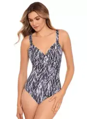 Miraclesuit Women's Swimwear Tummy Control Underwire Bra Chevron Python Siren