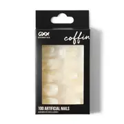 OXX Cosmetics 100 Pack Artificial Nails with Adhesive - Coffin Shape, Clear