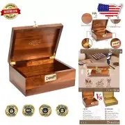 Water-Resistant Combination Lock Box - Handcrafted Acacia Wood Keepsake Storage