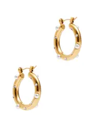 Kenneth Jay Lane Pearl and Crystal-embellished Hoop Earrings - Gold ONE SIZE