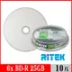 RITEK錸德 6X BD-R 25GB 藍光片 珍珠白滿版可列印/10片布丁桶裝