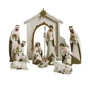 Roman Ivory and Gold Christmas Nativity 10 Piece Set Holiday Decoration 31379