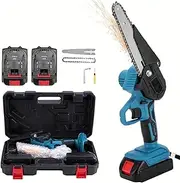 36V Cordless Mini Chainsaw Kit, 4-inch and 6-inch Bars, 2 Batteries, Safety Gloves, 3 Year Warranty