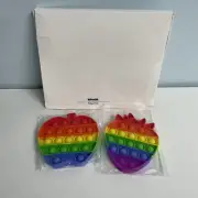 Pop Push Rainbow Bubble Sensory Fidget Toy Autism Special 2-PACK Fruit Apple/Str