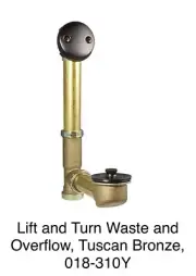 Bathtub Lift and Turn Waste and Overflow, Tuscan Bronze, 018-310Y