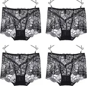 [FARZAH] Women Panties Female Underwear Ladies Mid Rise Briefs Summer Plus Size Underwear Women' s Hipster Cotton Knickers Mama Panties Lace Hipster Knickers, Pack of 4(Color:C,Size:XL)
