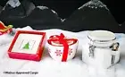 CRATE & BARREL TREE APPETIZER PLATES (4), SNOWFLAKE BOWLS (3) & CANISTER - NEW