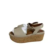 FitFlop Eloise Leather Sandal Wedge Platform Women's 9 Taupe FT6-A20 - NEW