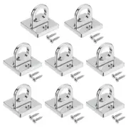 Pad Eye Plate U Hooks, 8 Pack Metal Ceiling Hook Wall Mount Loop, Silver
