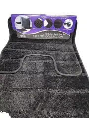 Bathroom Rug Set Bath Mat, Contour Rug & Lid Cover Oval 3-Piece Solid Black