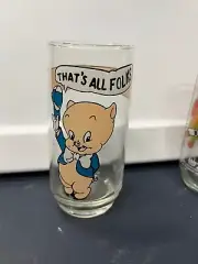 PORKY PIG Vintage 1973 Looney Tunes Warner Brothers Pepsi Collector Glass EX+