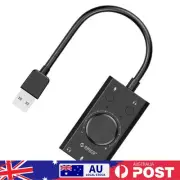 External USB Sound Card Volume Adjustable 3-Port Mic Headphone Audio Card