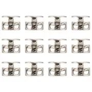 20pcs Metal Cord Lock Double Hole Spring Cord Toggle Stopper, Pearl Nickel