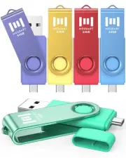 64GB USB 2.0 C and A Dual Flash Drive, exFAT Memory Stick, for iPhone 15 and ...