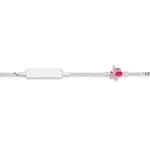 Silver 16cm Solid Curb Pink Elephant Charm Identity Bracelet
