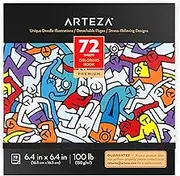 ARTEZA Coloring Book for Adults, Doodle Designs, 72 Sheets, 100 Lb, 6.4X6.4 Inches, for Anxiety, Stress Relief & Relaxing, Detachable Pages