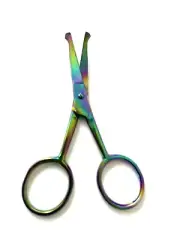 New Titanium Cvd 3.5" Safety Nose Mustache Facial Hair Scissors for Trimming