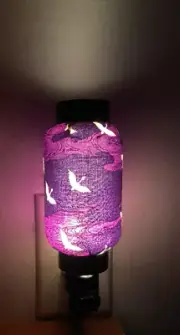 Purple Cranes Oriental Japanese Fabric Night Light Wall plug-in Home Decor Gifts
