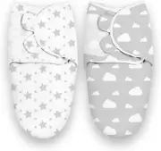 Baby Swaddle Wrap, 2 Pcs Newborn Swaddle Blanket Wrap, 0-3 Months 100% Breathabl