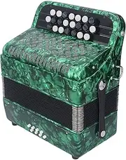 NSXAYIWE 22 Key 8 Bass Accordion Professional Musical Instrument with Adjustable Sound Features Comfortable Non Slip Buttons for Musicians and Performances (Green)