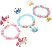Yardenfun 6Pcs Bead Bracelet for Cartoon Wrist Chains and Rings Creative Jewelry Making Kit for Present for Young