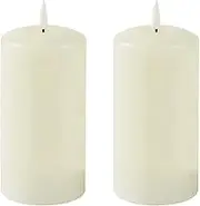 Lexi Lighting Set of 2 LED Pillar Flameless Candle Lamp, H23.5cm/Ivory, Real Wax, Flickering Effect, Battery Operated, Remote Control, On/Off Timer, Relaxing Ambience, Home, Parties, Interior Décor