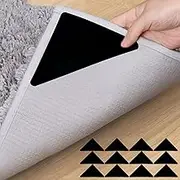 Rug Grippers Non Slip Rug Pads Carpet Tape for Hardwood Tile Floors, Reusable Rug Sticker Corners to Hold Mat Down (12)
