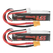 URUAV 7.6V 550mAh 100C 2S LiPo Battery XT30 Plug for Happymodel Mobula 8 GEPRC TinyGo Crux3 Cinewhoop FPV Drone RC Helic