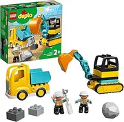 [LEGO] DUPLO® Construction Truck & Tracked Excavator 10931 Digger Toy and Tipper Truck, Building Site Toy for Kids Aged 2