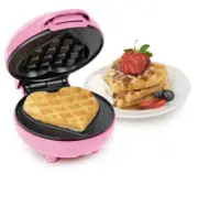 Nostalgia My Mini Heart Waffle Maker 5” Non-stick Cooking Valentines Day PINK