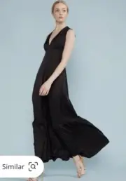 NWT Cynthia Rowley Asher V-Neck Flounce Maxi Dress - Black - Size 4