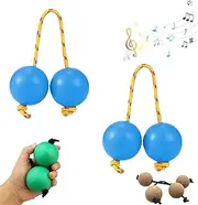 Koshkash, 2 Pair Kush Kash Shakers, Asalato Rhythmic Ball Kashaka Instrument, 2 Pairs Rhythmic Ball Percussion, Kashaka Shaker, for Adults and Teenagers at Parties Shows (Blue)