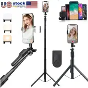 Portable 68" Wireless Remote Selfie Stick Tripod Phone Cam Stand W/ Fill Lights