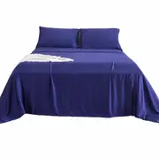 Navy Bamboo Sheet Sets Pillowcase Breathable Durable Soft Cooling Bamboo