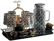 Water Carafe Water Set, Cup, Tea Cup, Home Set, Living Room Tea Set, Glass Drinking Cup, Home with Cup Holder Beverage Serveware