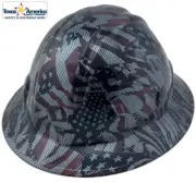 Carbon Fiber American Flag Hydro Dipped Full Brim Hard Hat with Ratchet Liner