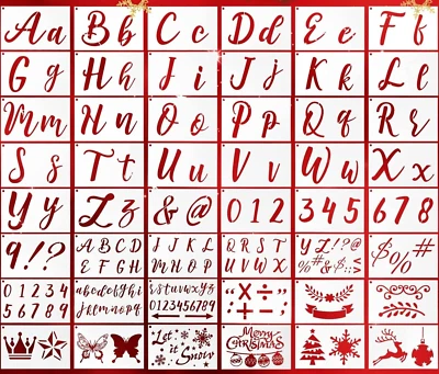 60 Piece Reusable Alphabet & Christmas Craft Stencils 7.68" x 4.92"